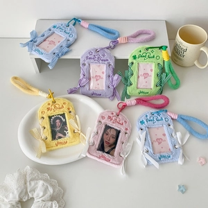 Plüsch Fotokartenhalter Mit Schlüsselband Kawaii Schleife Süße Stickerei ID Kartenhülle Für Studenten Kpop Fans Ins Stil