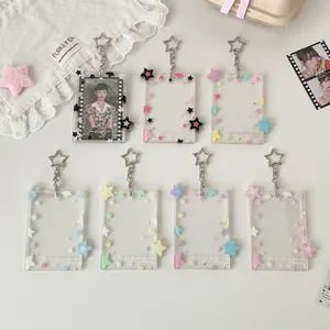 Lot de 7 porte-cartes photo en acrylique étoile avec porte-clés en forme d'étoile