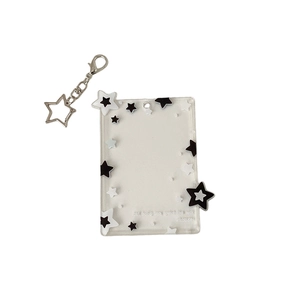Porte-carte photo transparent en acrylique décoré d'étoiles avec porte-clés