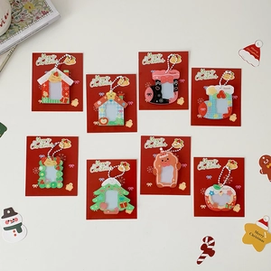 Set de 8 llaveros portafotos de Navidad en acrílico con diseños festivos coloridos