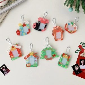Set de porta fotos de Navidad en acrílico con llavero para exhibición festiva