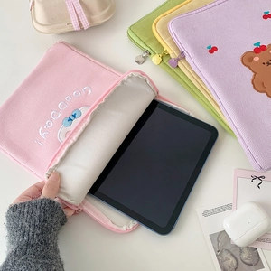 Cartoon floral corduroy tablet sleeve for iPad 11 inch with cute animal embroidery