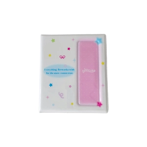 Mini photo album with pink pocket and star bow patterns for 6-inch cards storage