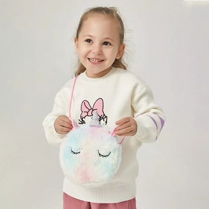 Einhorn Plüsch Umhängetasche für Kinder mit buntem Farbverlauf und glitzerndem Horn Detail