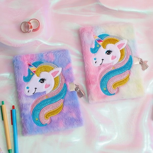Taccuino Unicorno In Peluche Con Serratura E Chiavi Diario In Pelliccia Sintetica Per Ragazze Regalo Di Cancelleria