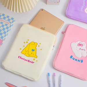 Cute cartoon plush laptop sleeve with embroidery for 11-inch iPad and tablets
