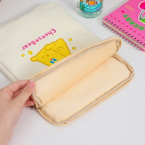 Cute cartoon plush tablet sleeve with CheeseBear embroidery and padded protection
