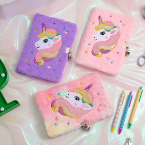 Plush Unicorn Notebook With Lock And Keys For Girls Cute Fuzzy Secret Diary Journal Stationery Gift