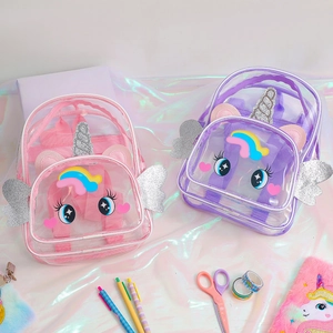 Sacs à dos licorne transparents pour filles avec ailes pailletées et détails mignons