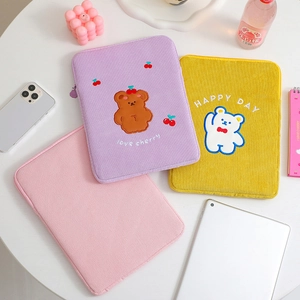 Custodia per iPad in velluto a coste con fiori per tablet da 11 pollici rosa viola giallo