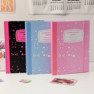 Ink splash A5 6-ring binder photo card album and notebook in pink, blue, and black