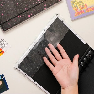 Transparent glitter A5 binder sleeves with 6-hole design for journals and photo albums