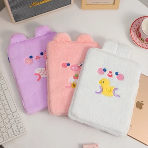 Funda de felpa para tableta iPad de 11 pulgadas con orejas de animales suaves