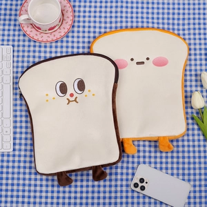 Cute toast shaped plush tablet sleeve for 11 inch iPad with funny embroidered faces