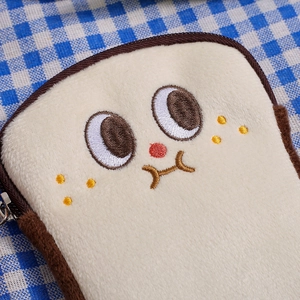 Cute cartoon toast plush pencil case with large capacity and soft embroidery detailing