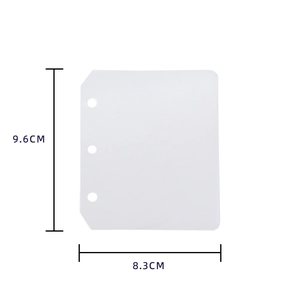 Three-hole mini white album divider with 9.6cm x 8.3cm dimensions shown on white background