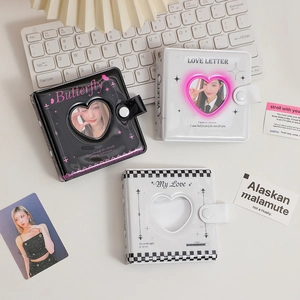 Mini Loose-Leaf Photo Album PVC Heart Hollow Kpop Photocard Collect Book Polaroid Storage Organizer Butterfly Print