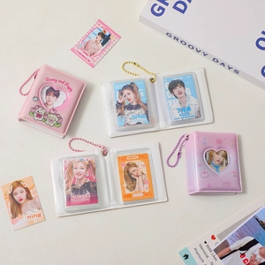Mini heart-hollow K-pop photocard album with bead chain for Instax photos