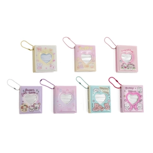 Mini 2-inch bead chain photo albums with heart window in assorted cartoon patterns