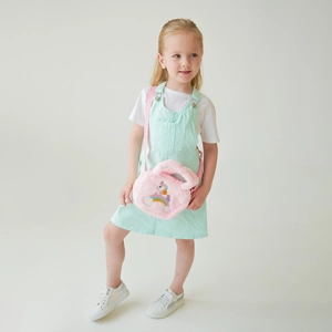 Sac bandoulière licorne rose en peluche pour enfant avec motif arc-en-ciel