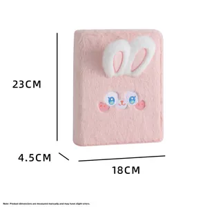 Pink plush rabbit photo album with 6-ring binder dimensions: 23cm x 18cm x 4.5cm