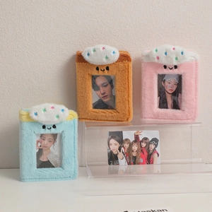 Plush Photocard Holder Mini Photo Album For Kpop Idol Cards Korean Ins Style Kawaii Cloud Star Decor Portable Storage Binder