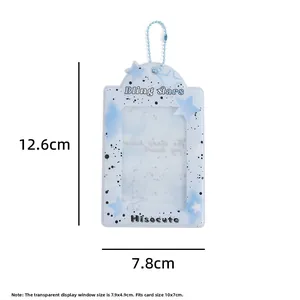 Detailed dimension guide for the light blue star photocard holder with 12.6cm total height