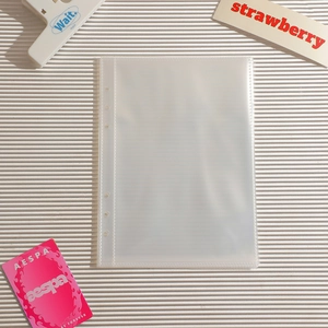 Detail of 6-hole transparent PP inner sleeves for A5 binder with clear photo card slots