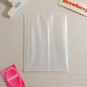 Macro view of clear A5 6-hole inner pages for collecting K-pop photocards