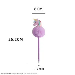 Specifiche dettagliate delle dimensioni per la penna a sfera unicorno viola