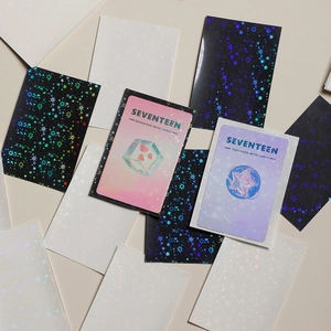 Holographic laser star photocard sleeves with SEVENTEEN themed heart and star designs
