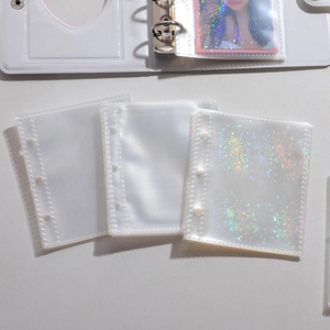 Laser glitter fireworks effect refill pages for A8 3-ring binder photo album card holder