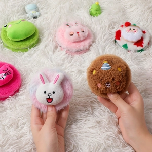 Cute plush cartoon animal handheld mirrors featuring bunny, bear, and frog designs