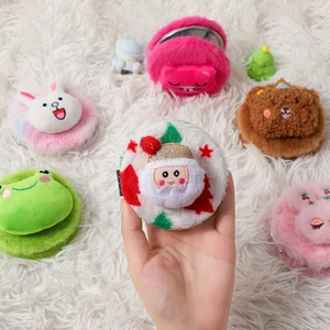 Cute cartoon plush portable pocket mirrors in assorted animal and Santa Claus styles