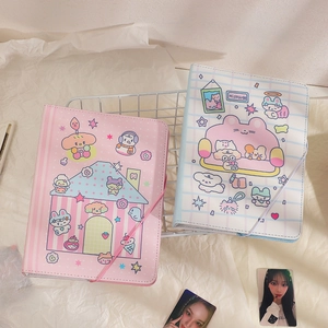 Cute A5 cartoon photocard binder with elastic strap for collection and storage