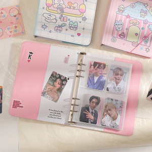 Pink and blue A5 6-ring cartoon photo album binder for collecting photocards and stickers