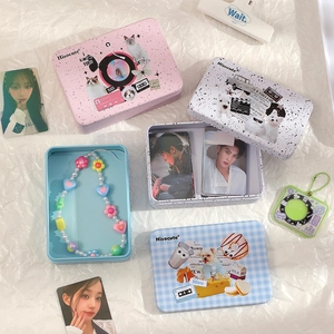 Pastel aesthetic cat tin box for lomo cards and cute stationery storage