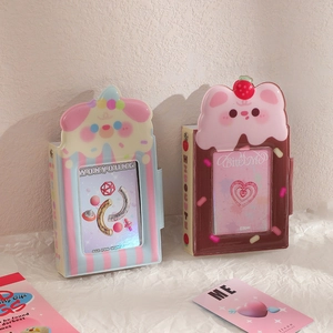 Cartoon puppy photocard holder with button closure for Kpop collection and storage