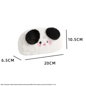 Panda plush pencil case dimensions: 20cm length, 10.5cm height, 6.5cm width detail view