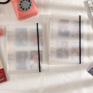 A5 Mattiert Transparent 6 Ring Ordner Fotoalbum Fotokarten Sammelbuch Mit Gummiband Tragbarer Loseblatt Aufbewahrungsordner