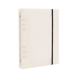 Minimalistisches A5 transparent mattiertes 6-Ringbuch-Album mit schwarzem Gummiband