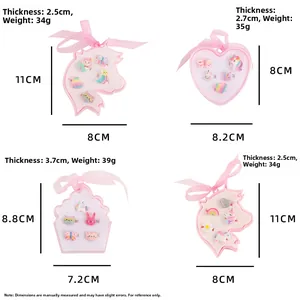 Detailed size chart for pink unicorn jewelry storage boards with weight and measurements