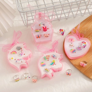 Kids Cartoon Unicorn Ring Adjustable Plastic Resin Animal Pattern Jewelry For Little Girls Birthday Party Gift Jewelry