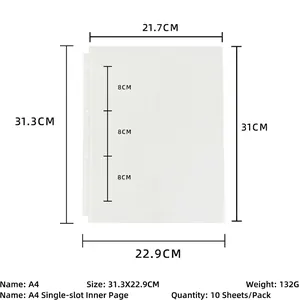 Macro detail of A4 clear PP plastic sleeve showing precise 31.3x22.9cm dimensions