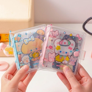 Mini 3-hole clear PVC binder photo album with cute cartoon dog and bear patterns