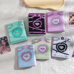 Three-inch heart photocard albums in six pastel colors with lace and bow decorations