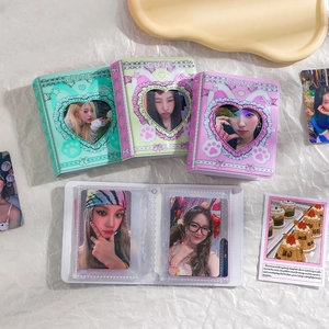 3-inch cartoon idol photocard collect book with heart cutout and cute pastel designs