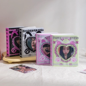 Three-inch PVC collect book with heart window and cute cat ear design for photo cards