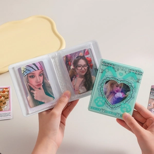 Mini photo binder with heart cutout and cute cat paw print for photocard storage