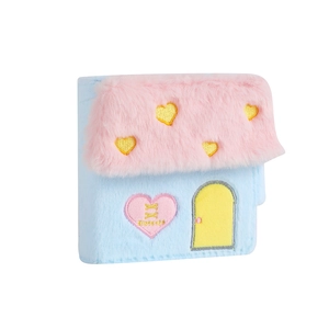 Album photo A8 peluche en forme de maison bleue avec toit rose pour cartes de photos